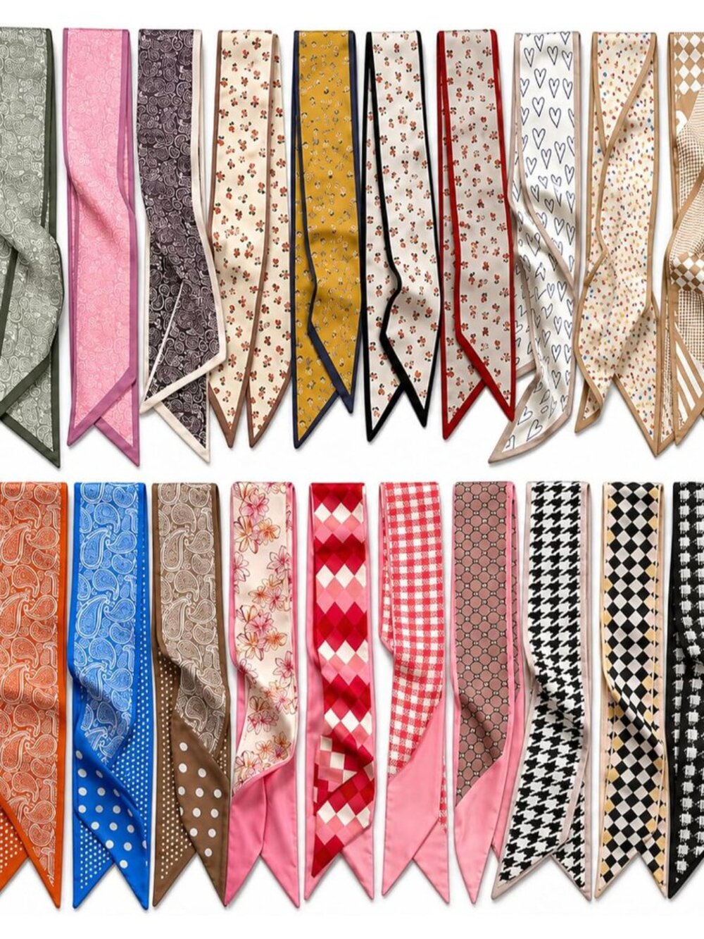 24PCS Fashion Scarves for Women Multifunctional Neck Scarves Purse Scarf Headban